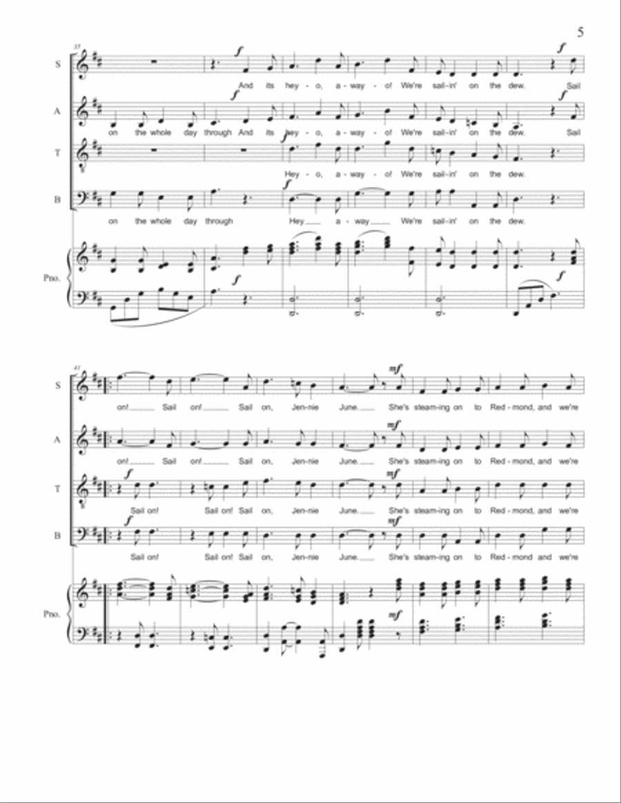 Sailing on the Dew [SATB] 4-Part scores gallery preview page 5