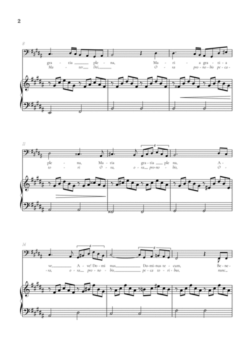 Schubert Ave Maria in B major • baritone voice sheet music with easy piano accompaniment image number null