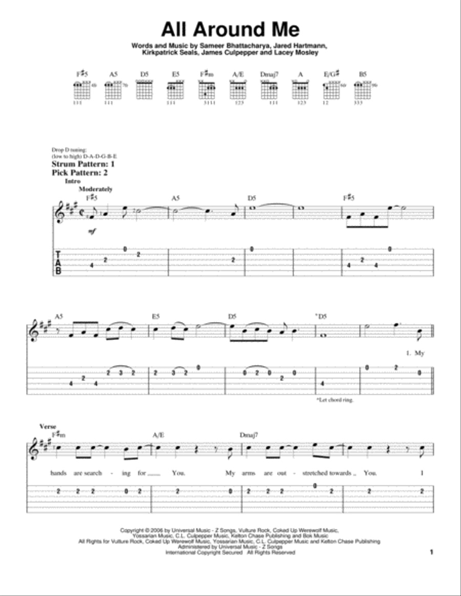 All Around Me Acoustic Guitar scores gallery preview page 1