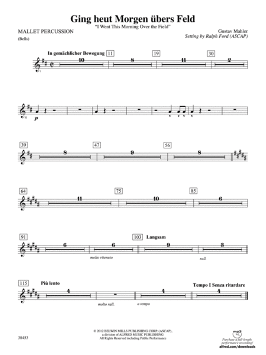 Ging heut Morgen übers Feld: Mallets Full Orchestra scores gallery preview page 1