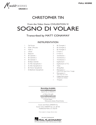 Book cover for Sogno di Volare (from Civilization VI) (arr. Matt Conaway) - Conductor Score (Full Score)