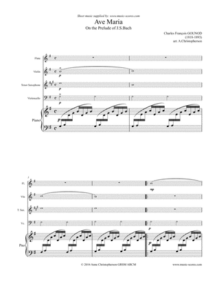 Ave Maria - Flute, Violin, Tenor Saxophone, Cello and Piano - G major