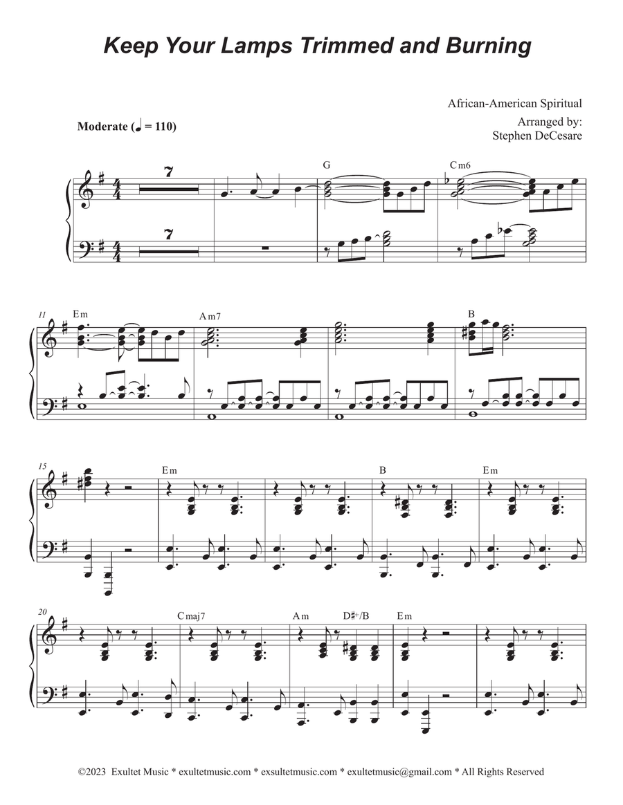 Keep Your Lamps Trimmed And Burning (French Horn solo and Piano) Piano scores gallery preview page 5