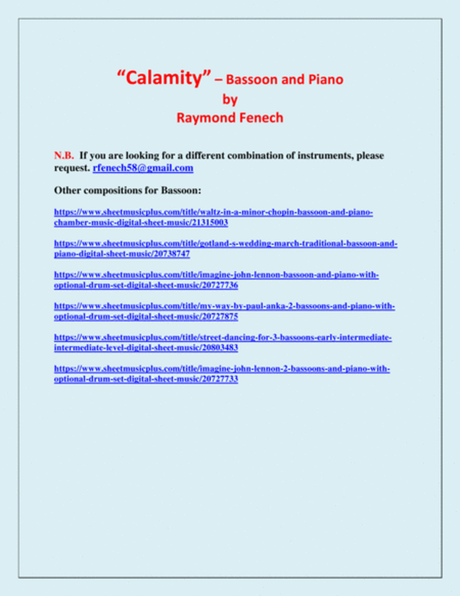 Calamity - For Bassoon and Piano image number null