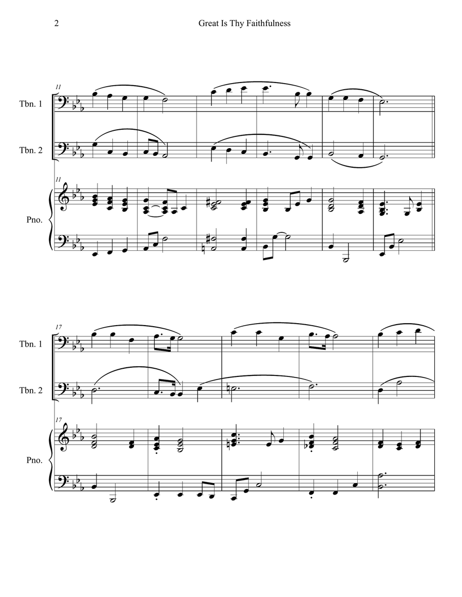 Great Is Thy Faithfulness Trombone Duet scores gallery preview page 2