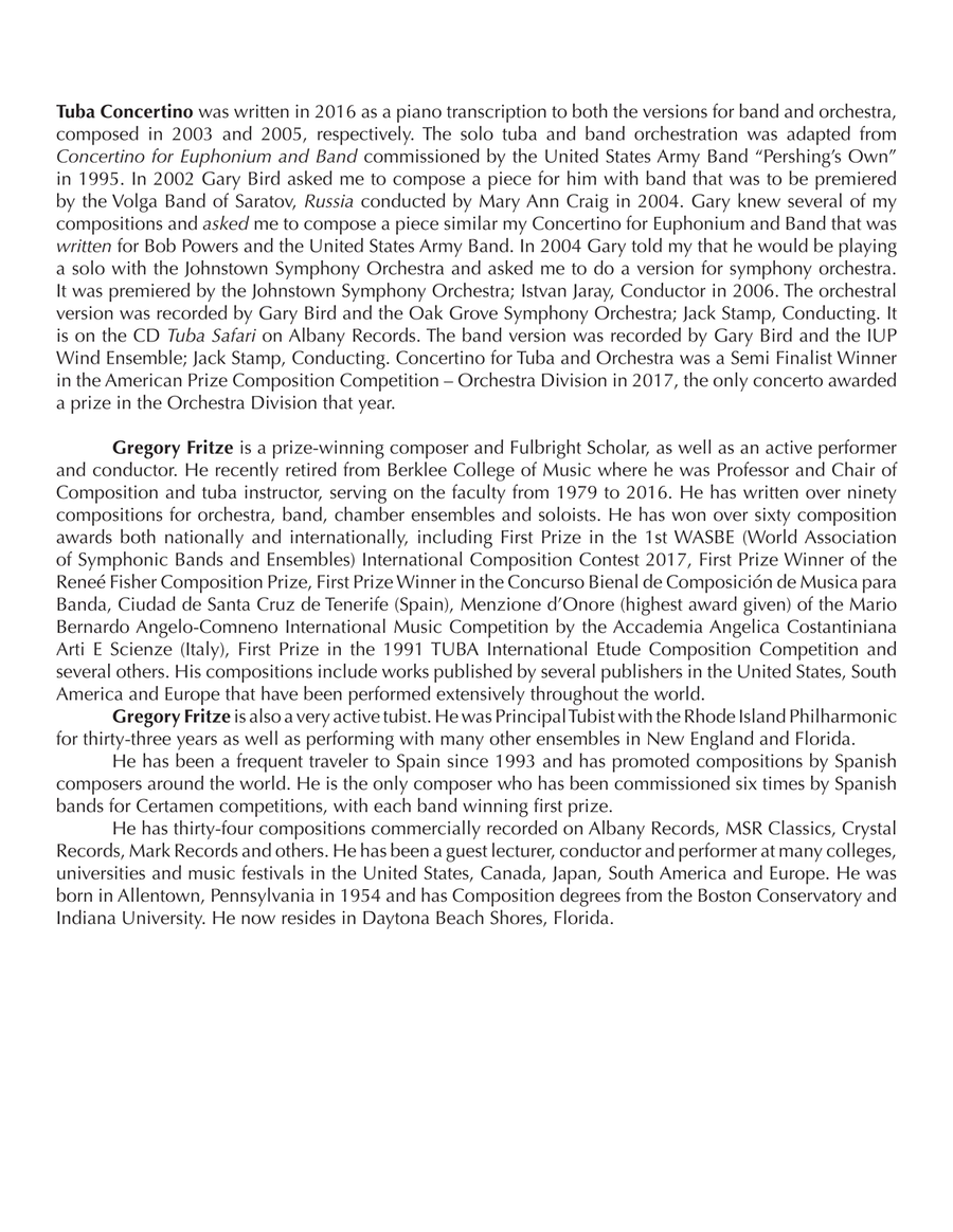 Concertino for Tuba (piano reduction) Tuba scores gallery preview page 4
