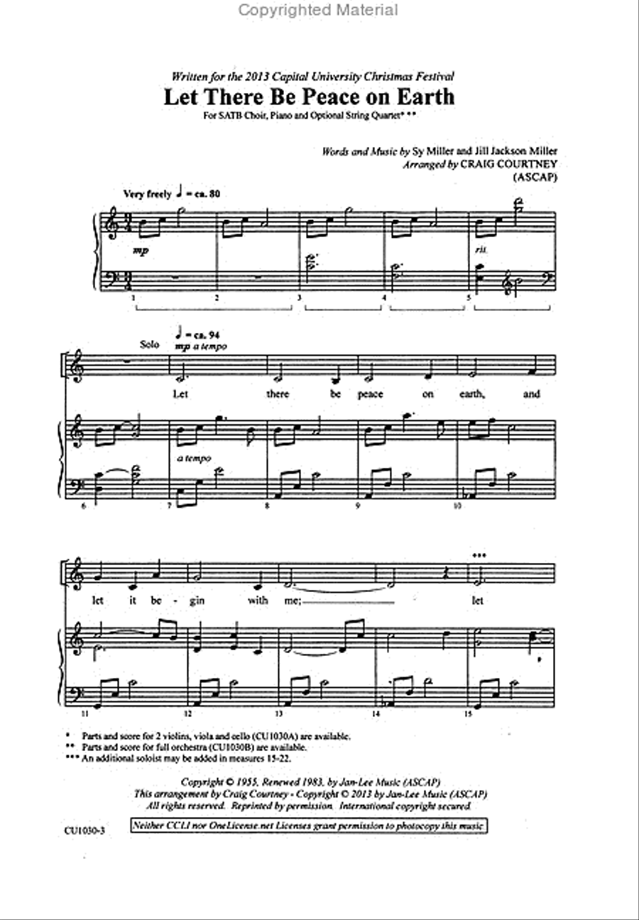 Let There Be Peace on Earth 4-Part scores gallery preview page 2