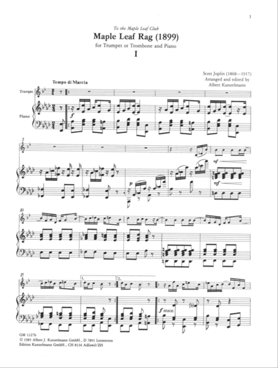 6 ragtimes for trumpet and piano, Volume 2