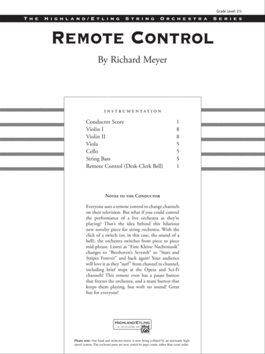 Remote Control: Score Remote Control: Score String Orchestra scores gallery preview page 1