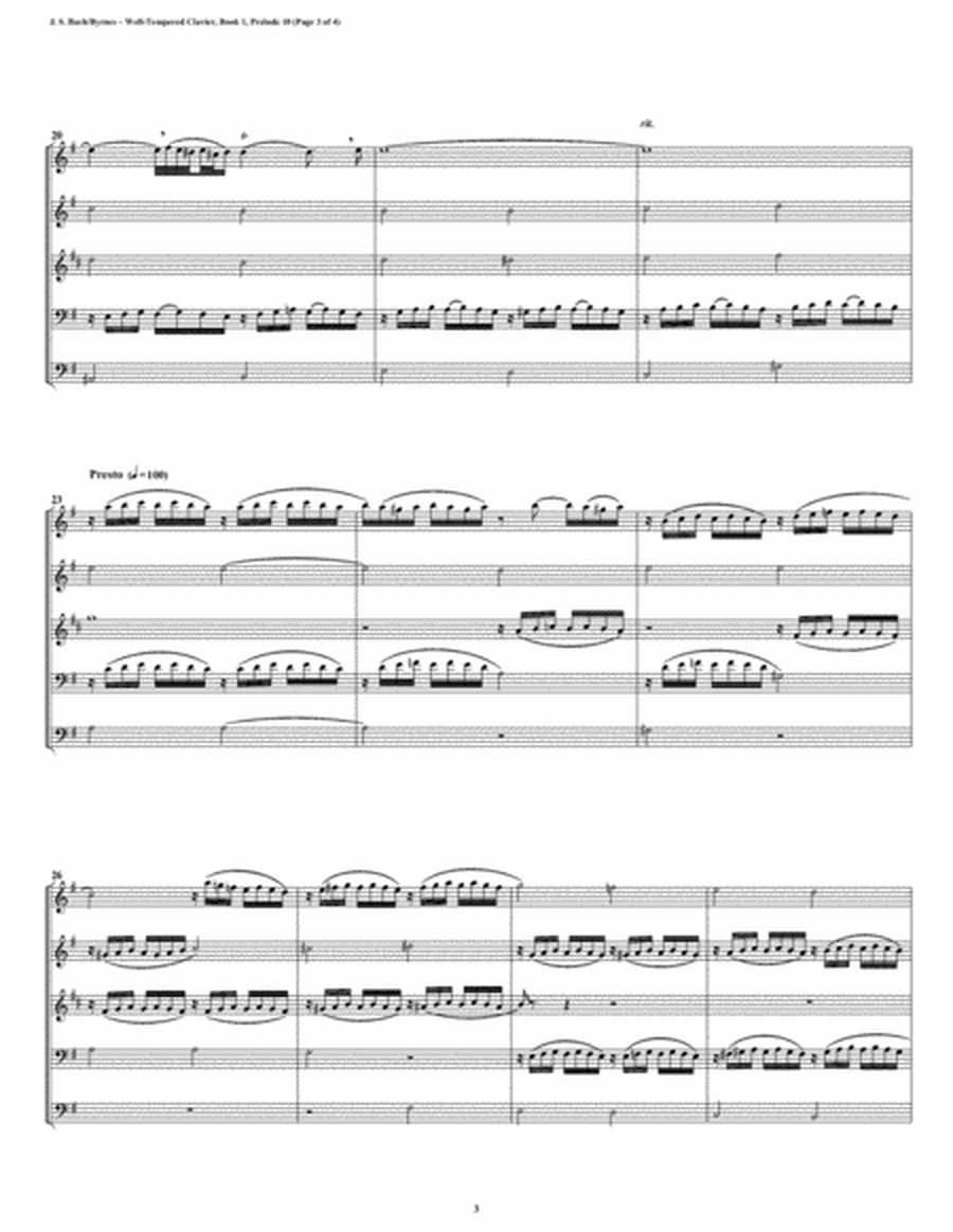 Prelude 10 from Well-Tempered Clavier, Book 1 (Double Reed Quintet) image number null