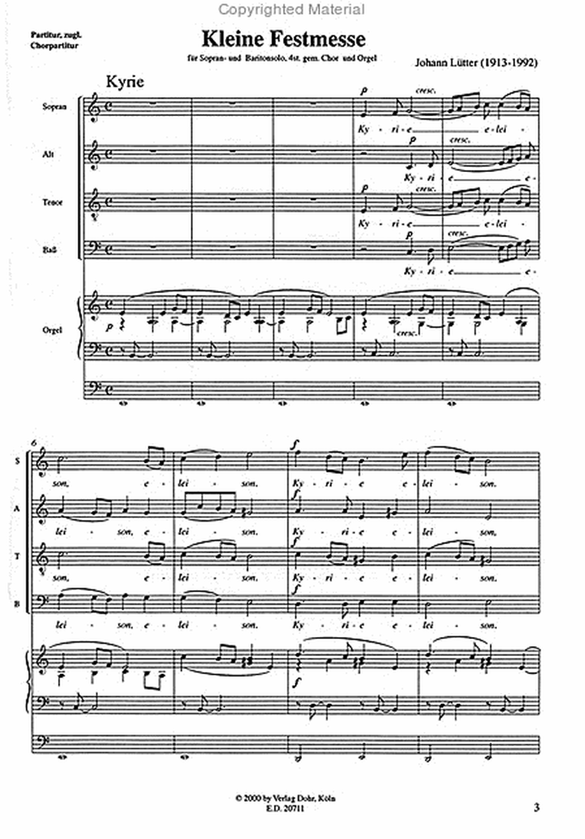 Kleine Festmesse für Sopran- und Baritonsolo, 4stg. gemischten Chor und Orgel