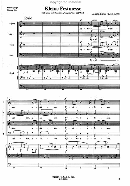 Kleine Festmesse für Sopran- und Baritonsolo, 4stg. gemischten Chor und Orgel