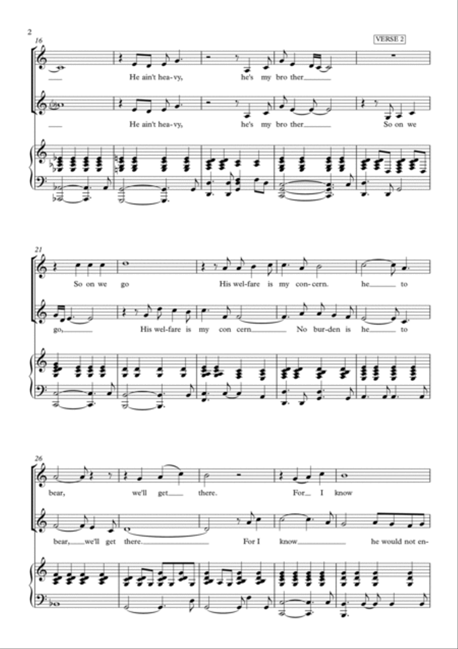He Ain't Heavy, He's My Brother 2-Part scores gallery preview page 2