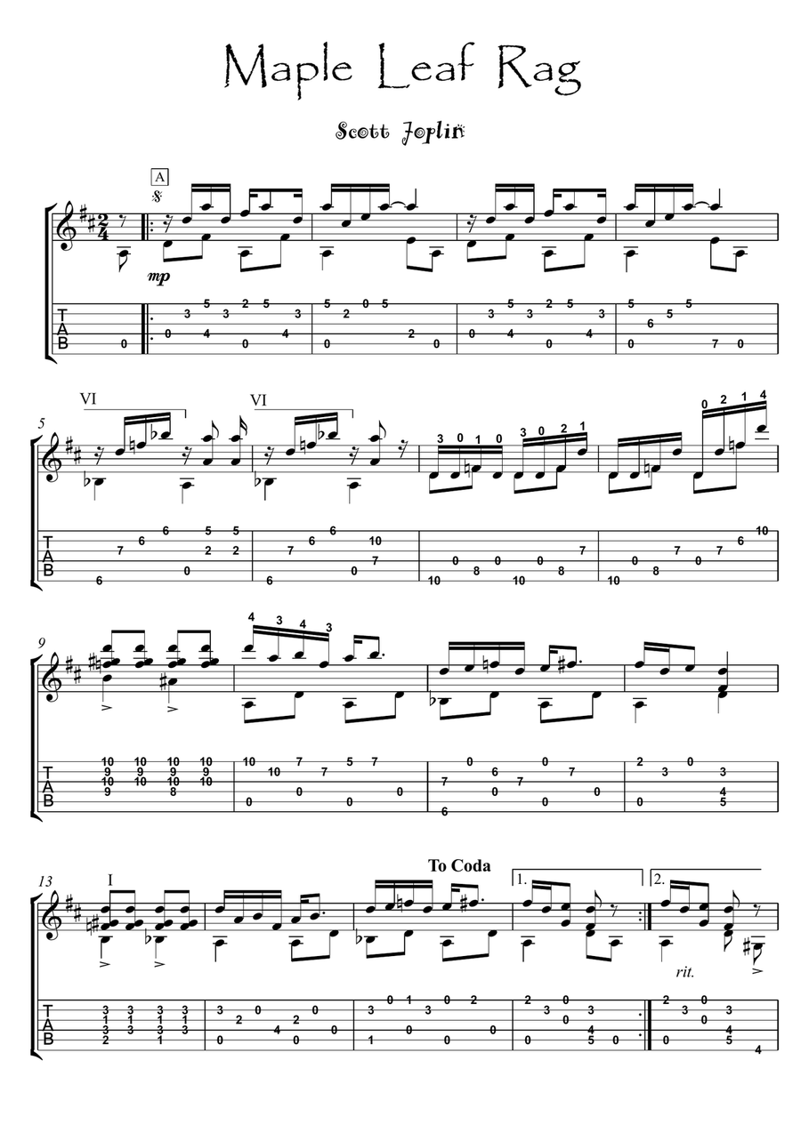 Ragtime Guitar by Scott Joplin by Scott Joplin - Guitar