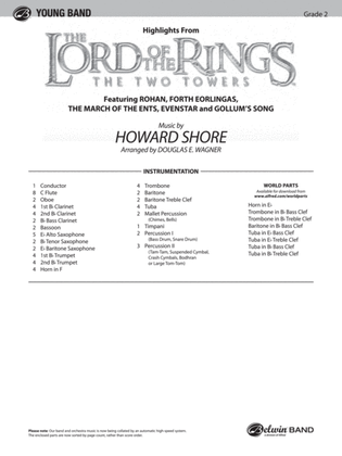 Book cover for The Lord of the Rings: The Two Towers, Highlights from: Score