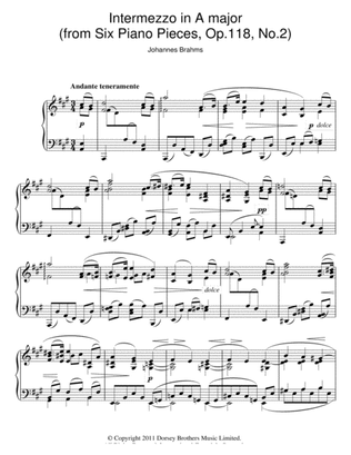 Book cover for Intermezzo In A Major Op. 118 No. 2