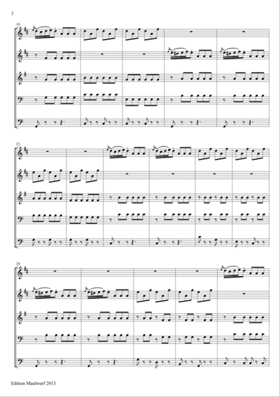 Cavatina of Figaro Brass Quintet scores gallery preview page 4