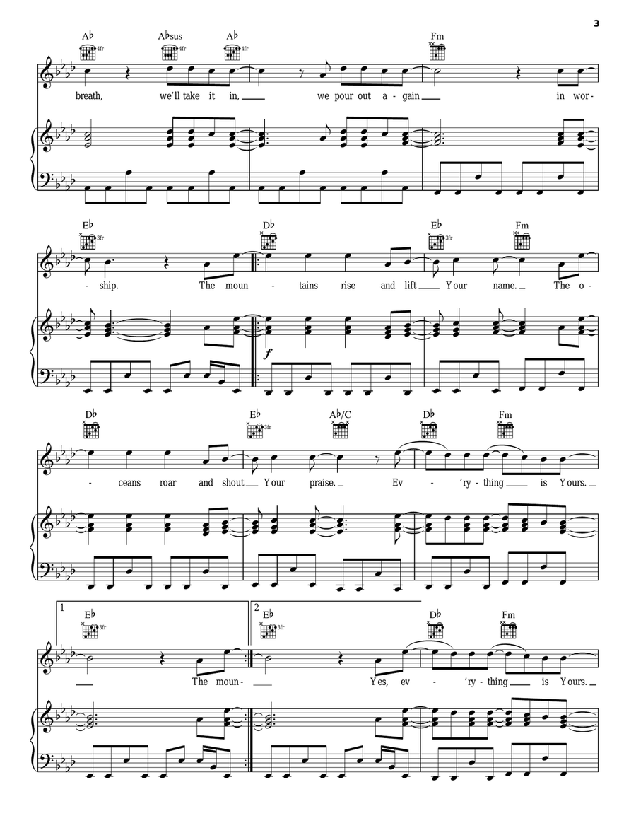 All Yours Piano, Vocal, Guitar scores gallery preview page 3