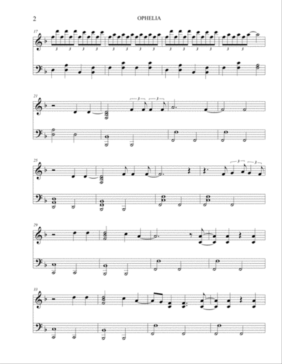 Ophelia Piano Solo scores gallery preview page 2