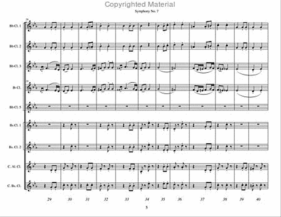 Symphony No. 7 Clarinet Choir scores gallery preview page 4