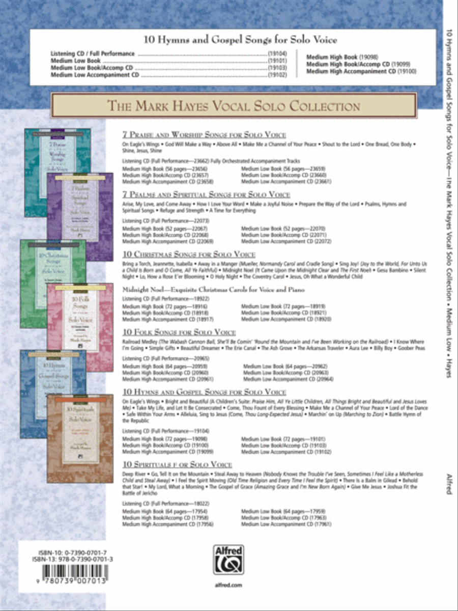 The Mark Hayes Vocal Solo Collection -- 10 Hymns and Gospel Songs for Solo Voice