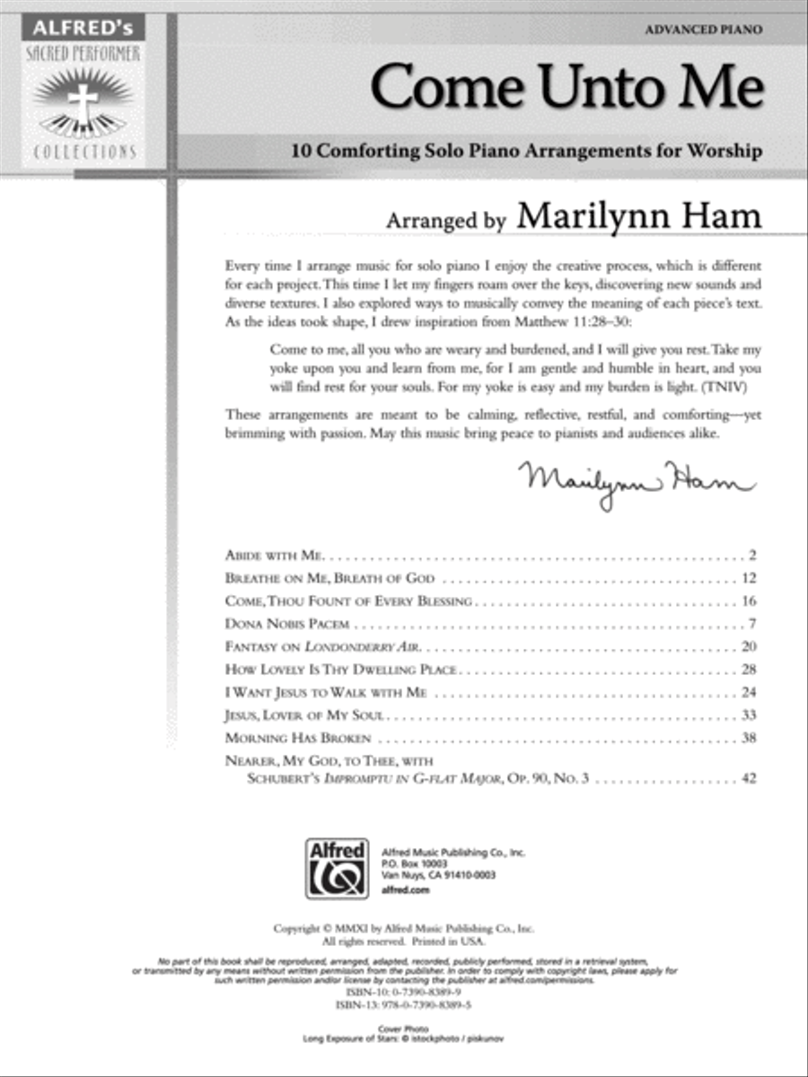 Come Unto Me Piano Solo scores gallery preview page 2