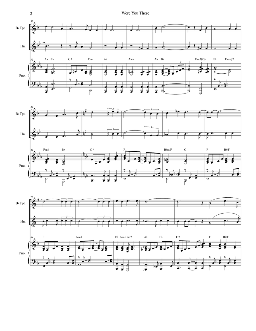 Were You There (Duet for Bb-Trumpet & French Horn) Were You There (Duet for Bb-Trumpet & French Horn) Brass Duet scores gallery preview page 2
