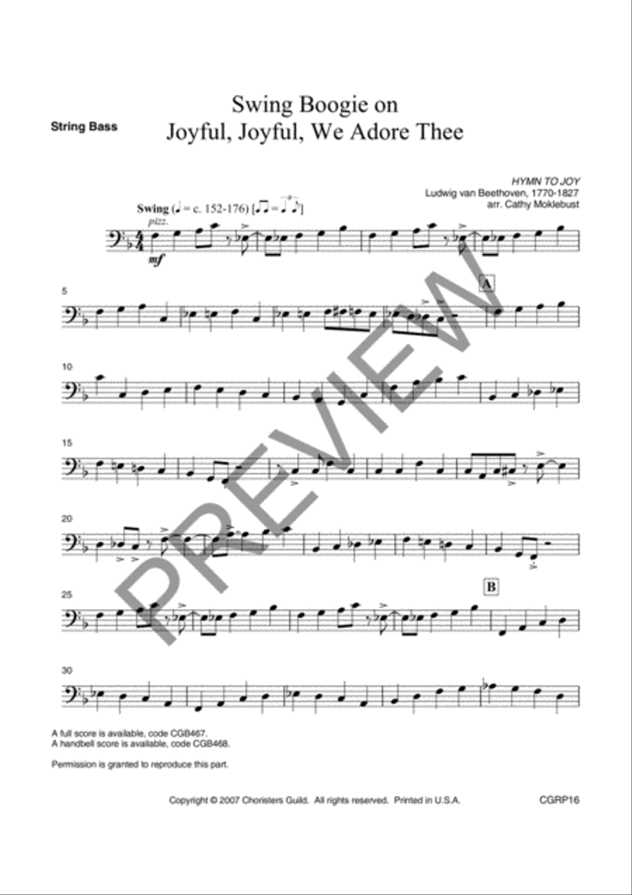 Swing Boogie on Joyful, Joyful, We Adore Thee Reproducible Instrumental Parts Trumpet scores gallery preview page 3