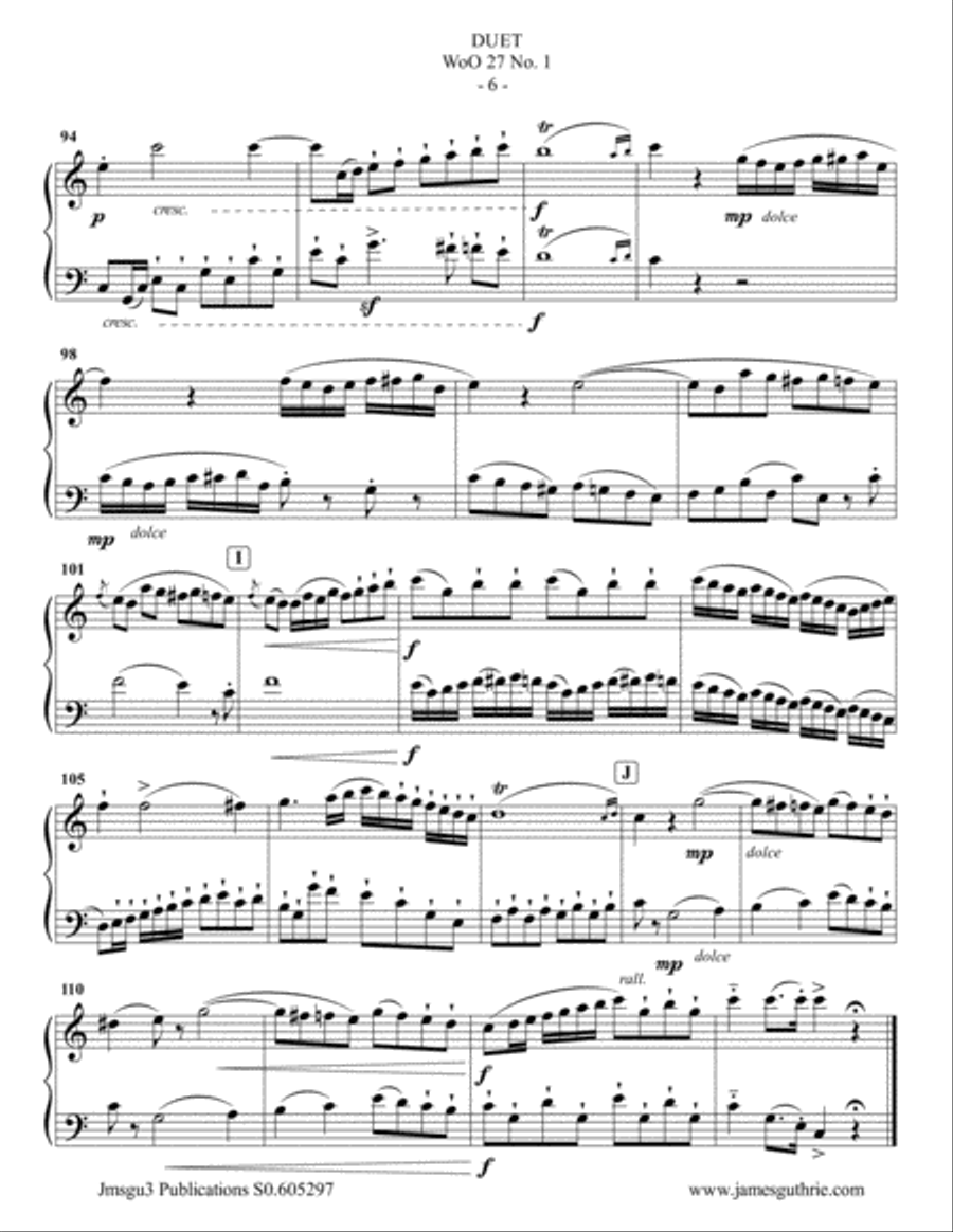 Beethoven: Three Duets WoO 27 for Flute & Cello Flute scores gallery preview page 6