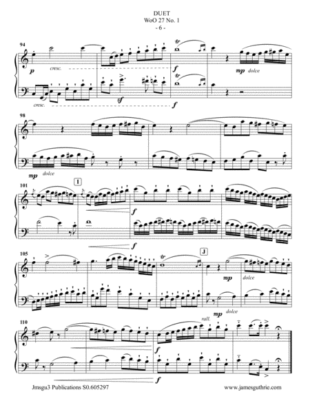 Beethoven: Three Duets WoO 27 for Flute & Cello image number null