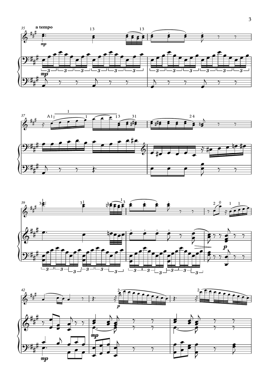Mozart Piano Concerto #23: Adagio for violin and piano Violin Solo scores gallery preview page 3