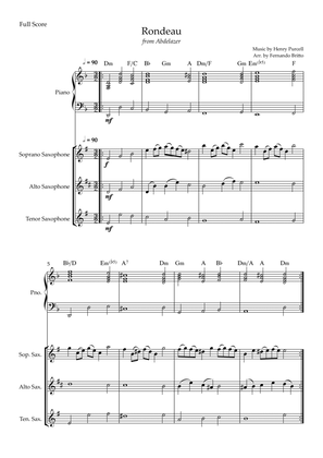 Rondeau (from Abdelazer) for Saxophone Trio and Piano Accompaniment with Chords