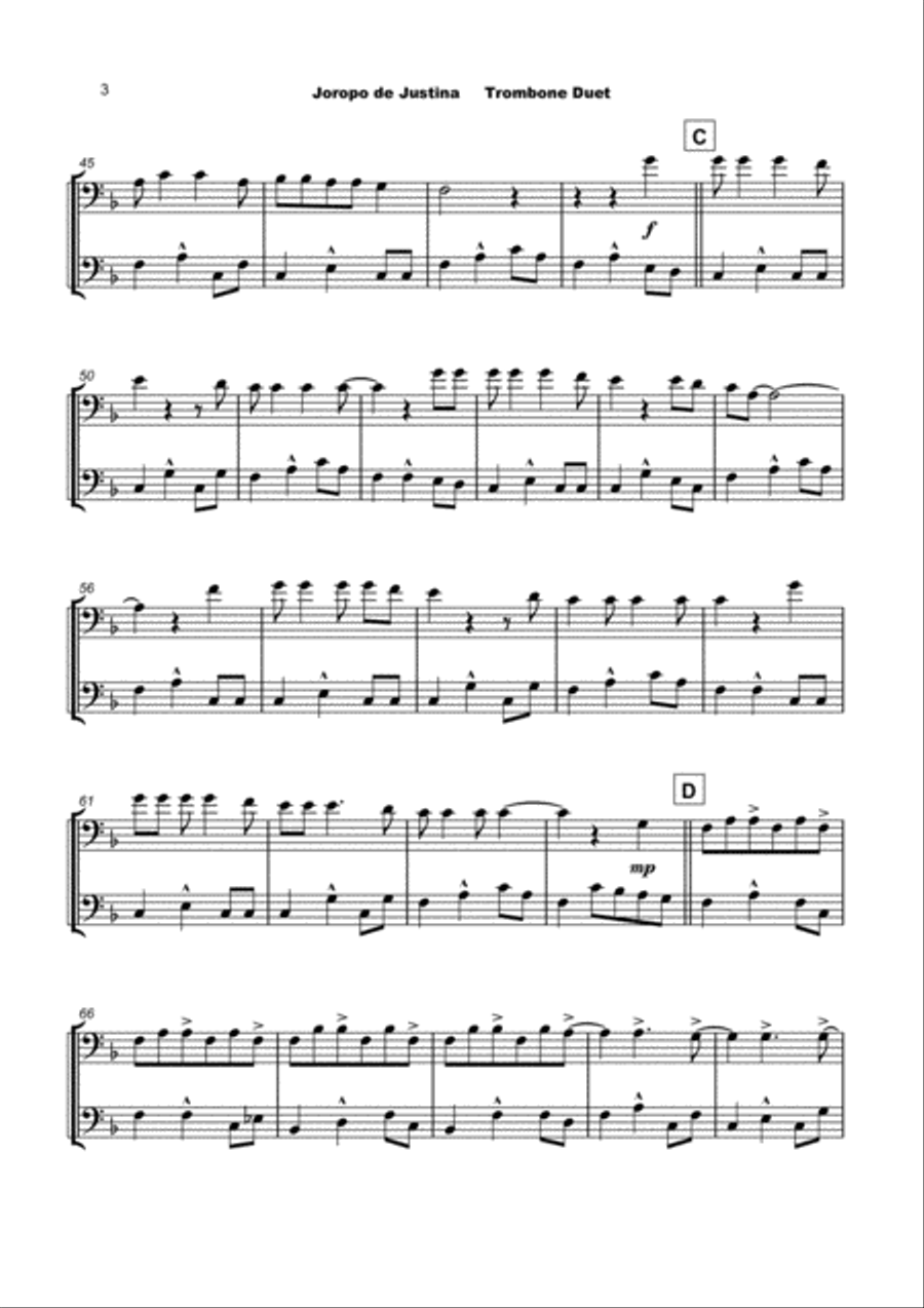 Joropo de Justina, for Trombone Duet Trombone Duet scores gallery preview page 4