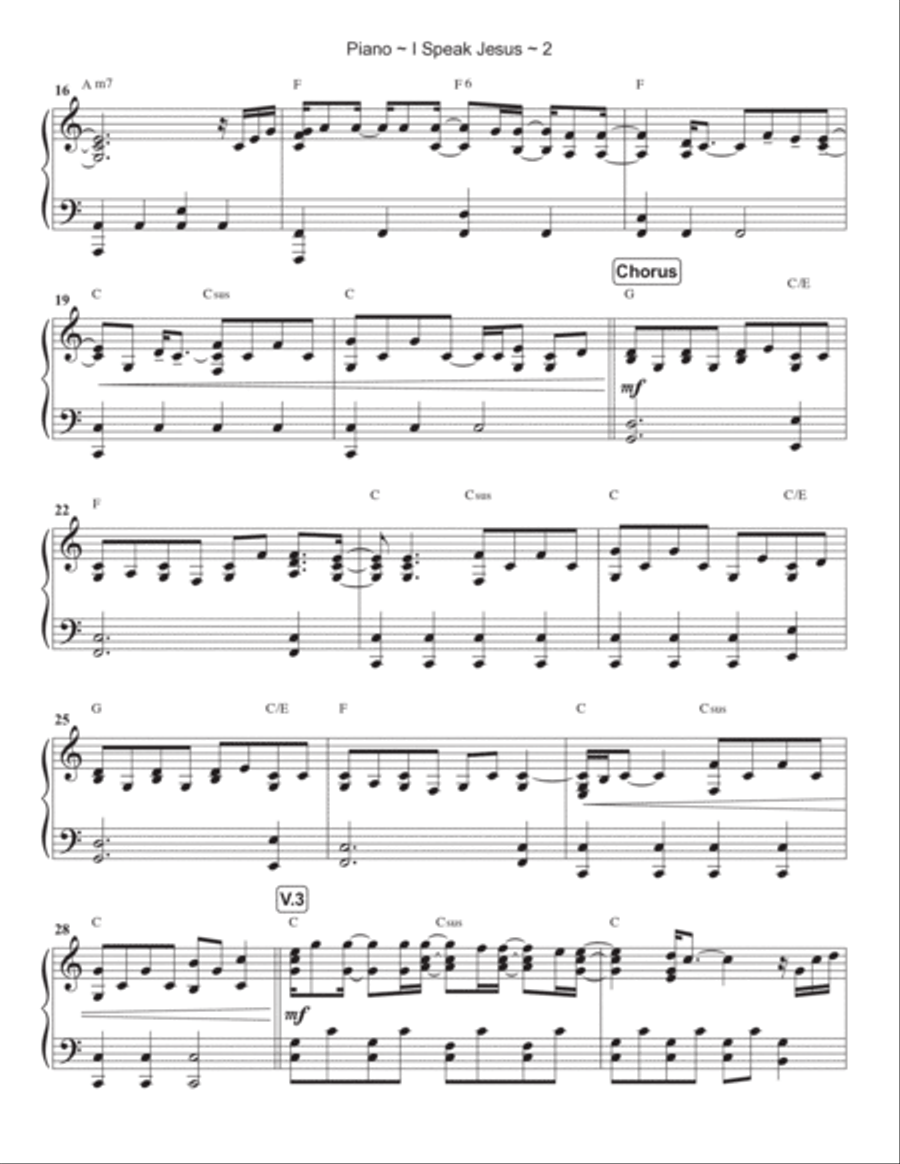I Speak Jesus Piano Solo scores gallery preview page 3