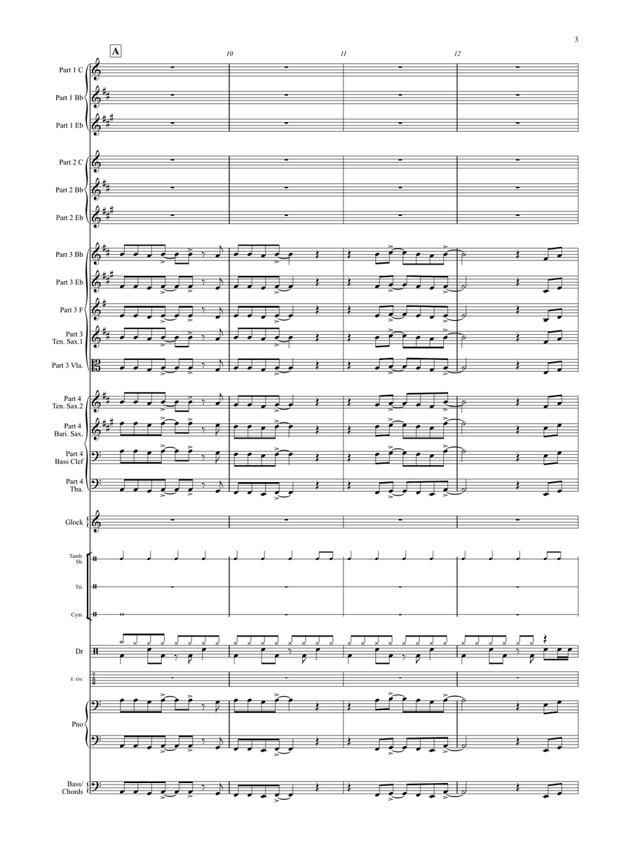 Rock Shot! (Flexible Instrumentation) Concert Band scores gallery preview page 6
