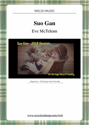 Book cover for Suo Gan - Welsh's Lullaby - beginner & 34 String Harp | McTelenn Harp Center