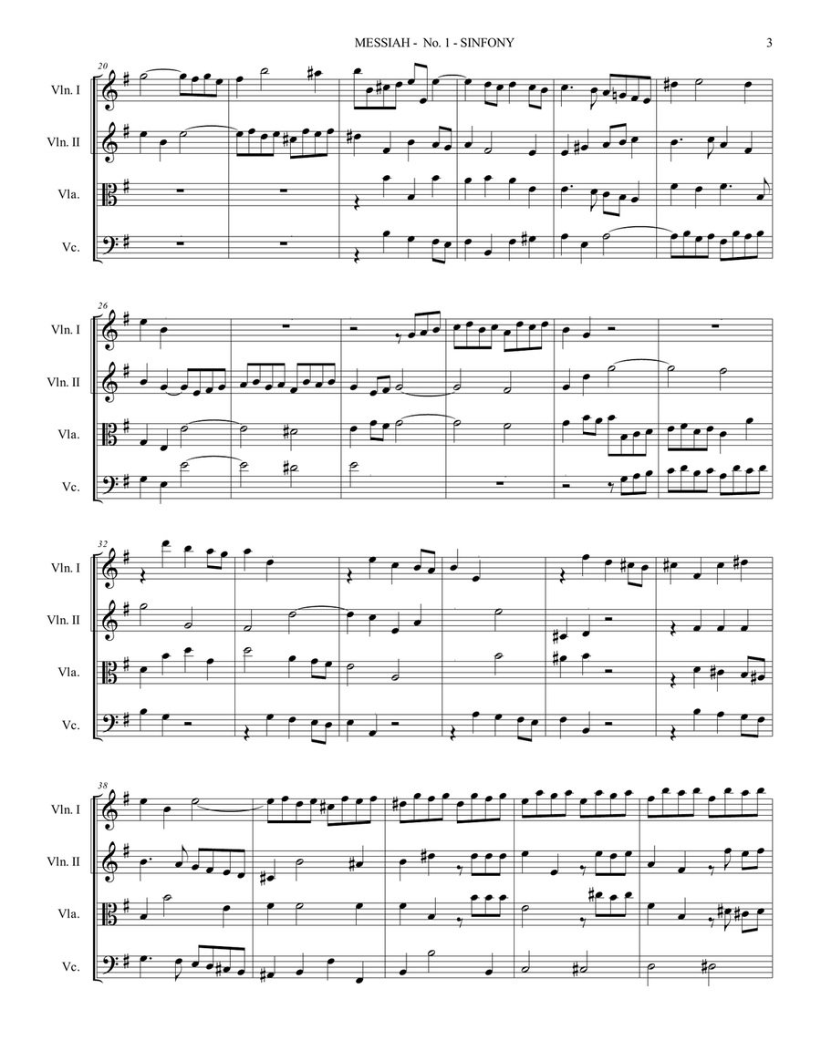 MESSIAH - SYMPHONY No. 1 - Arr. for String Quartet - With parts String Quartet scores gallery preview page 3