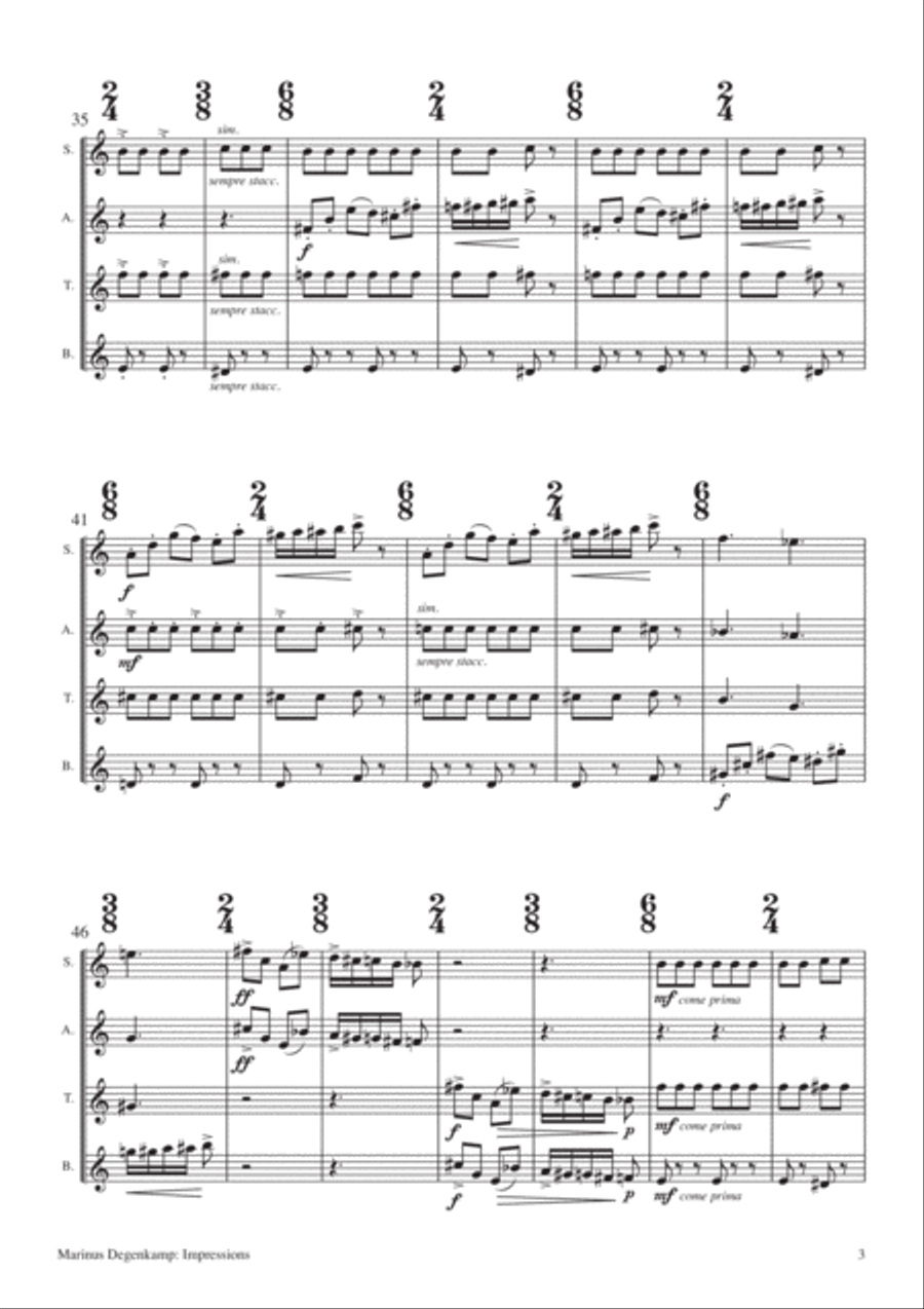 Impressions for saxophone quartet Saxophone Quartet scores gallery preview page 5