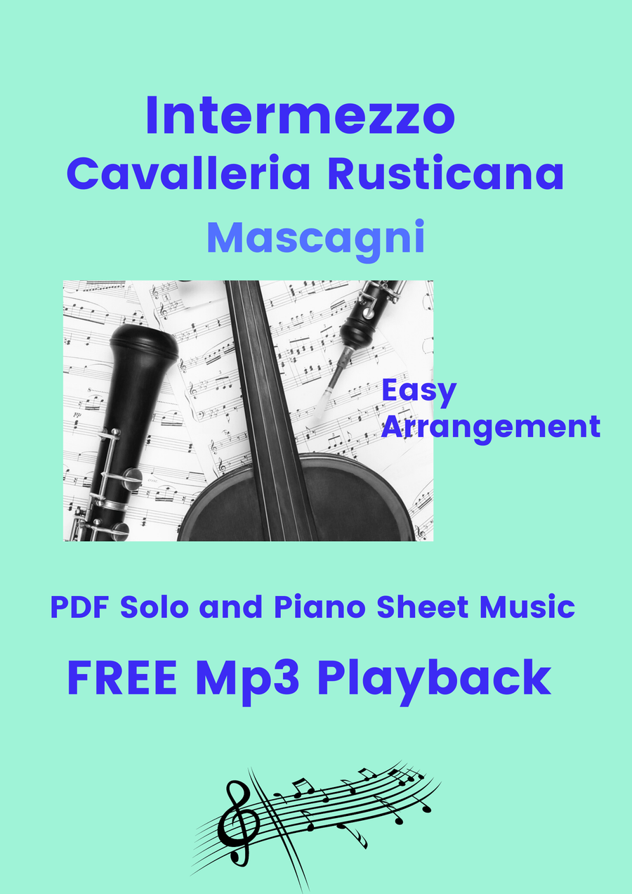 Intermezzo (Cavalleria Rusticana) - FREE Mp3 Playback + PDF Solo and Piano Parts B-Flat Trumpet scores gallery preview page 1