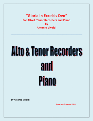 Book cover for Gloria In Excelsis Deo - Alto & Tenor Recorders and Piano - Advanced Intermediate - Chamber music