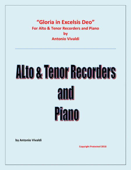 Gloria In Excelsis Deo - Alto & Tenor Recorders and Piano - Advanced Intermediate - Chamber music image number null
