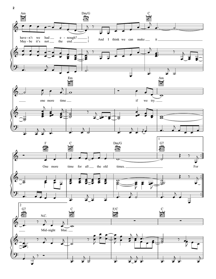 Midnight Blue Midnight Blue Piano, Vocal, Guitar scores gallery preview page 2