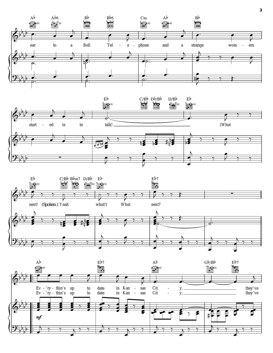 Kansas City (from Oklahoma!) Piano, Vocal, Guitar scores gallery preview page 3