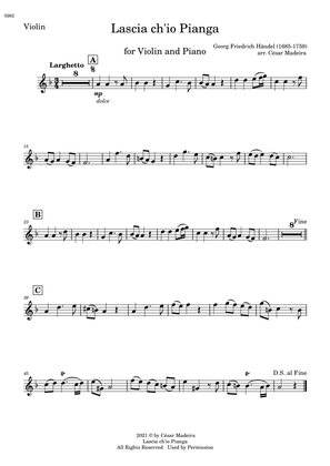 Lascia Ch'io Pianga - Violin and Piano (Individual Parts)