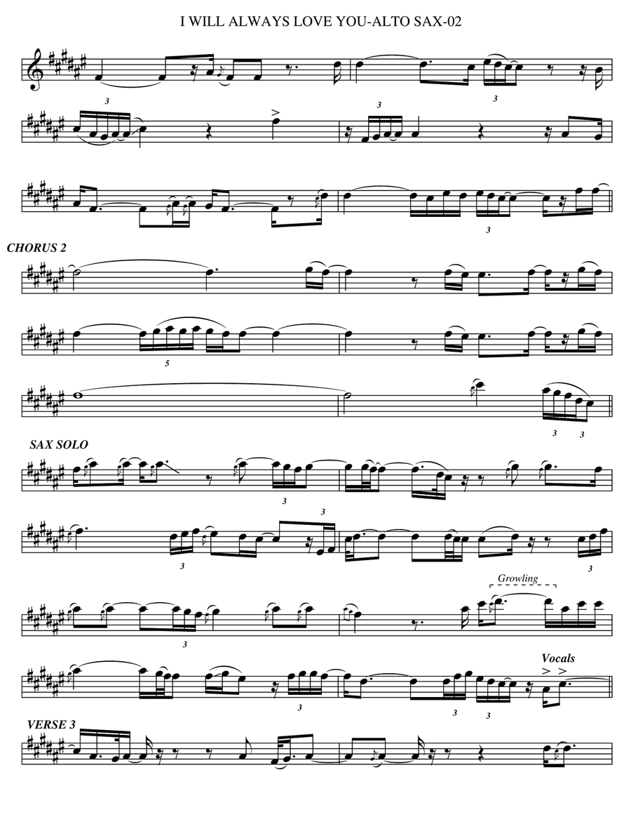 I Will Always Love You I Will Always Love You Alto Saxophone scores gallery preview page 2