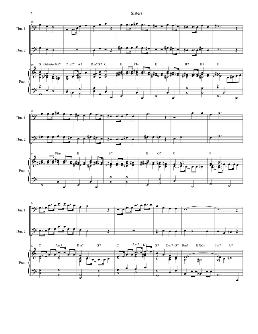 Sisters Trombone Duet scores gallery preview page 2