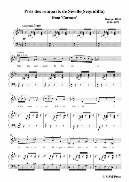 Bizet-Pres des remparts de séville(Seguidilla),from 'Carmen',in b minor,for Voice and Piano image number null