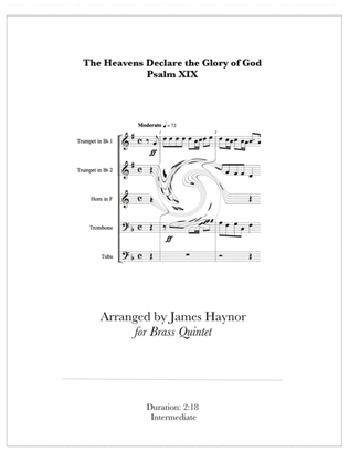 The Heavens Declare the Glory of God for Brass Quintet