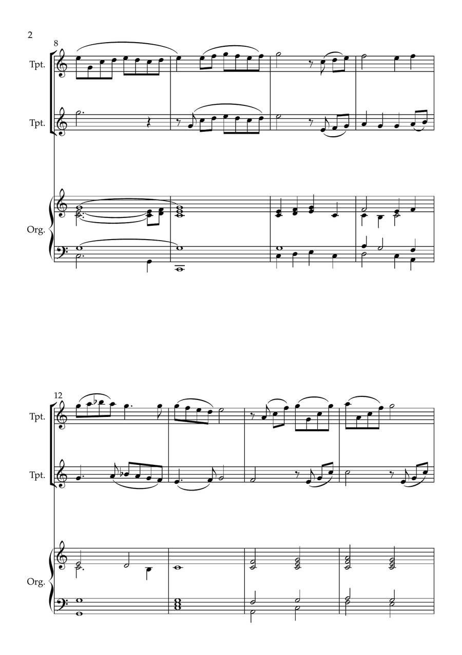 Christ The Lord Is Risen Today (Lyra Davidica), for Trumpet Duet and Organ Trumpet Duet scores gallery preview page 2