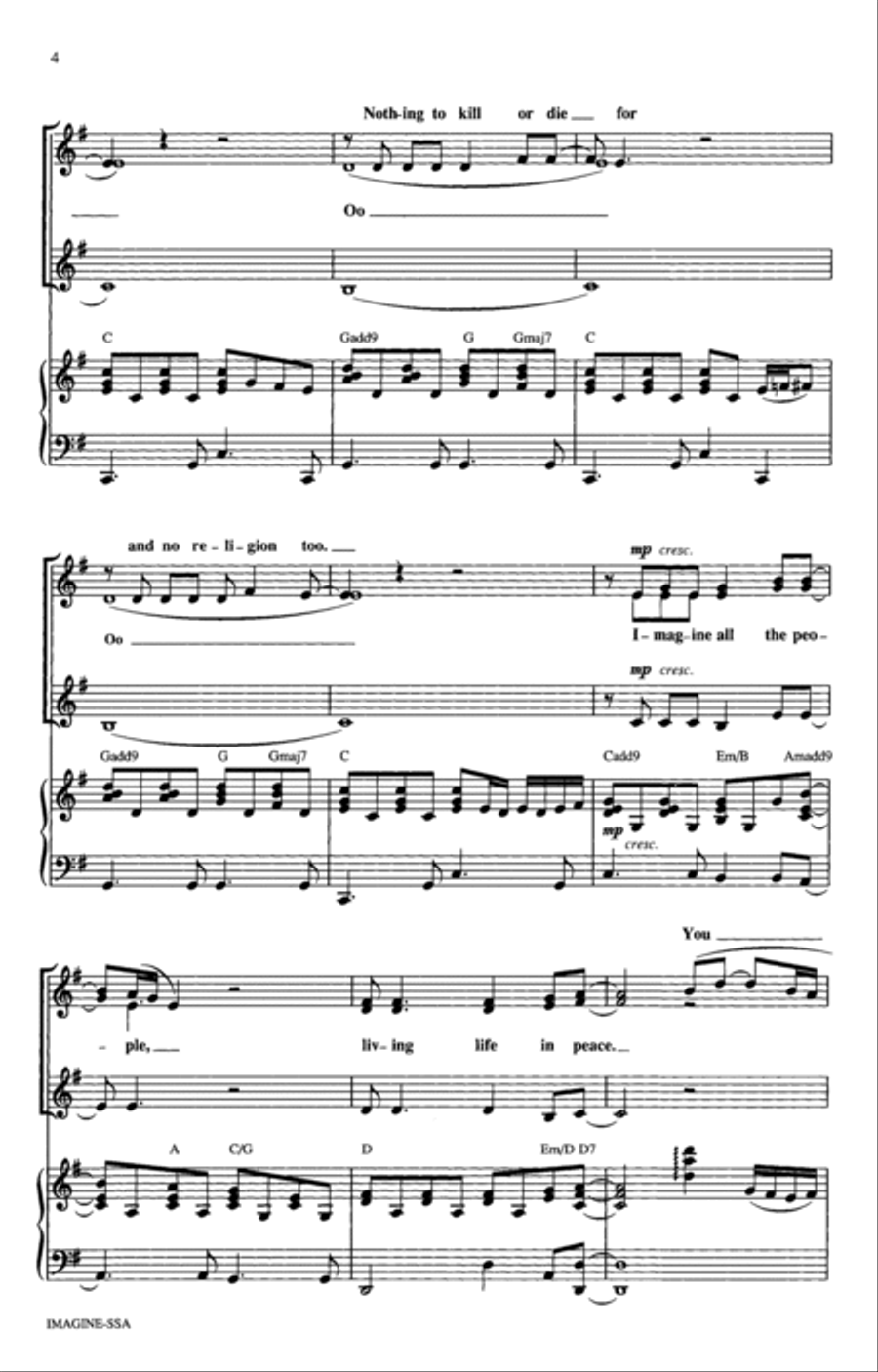 Imagine (arr. Mac Huff) SSA scores gallery preview page 3